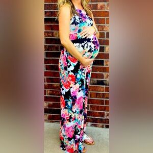 Pink Blush Multicolor Tank Maternity Maxi Dress